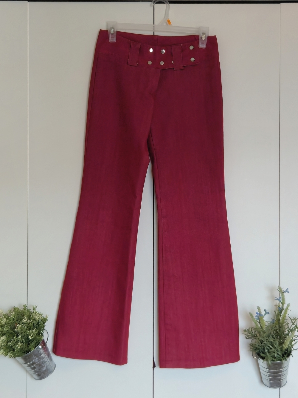 High-Rise Wide-Leg Women's Pants in Berry
